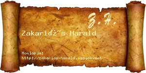 Zakariás Harald névjegykártya
